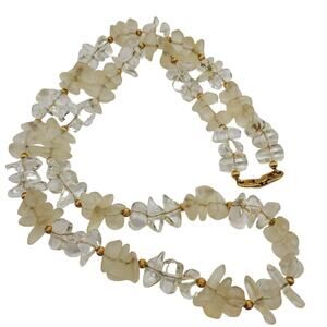 Napier Frosted Ice Necklace Faux Crystal Chip Beads Acrylic Lucite Nugget 29"L